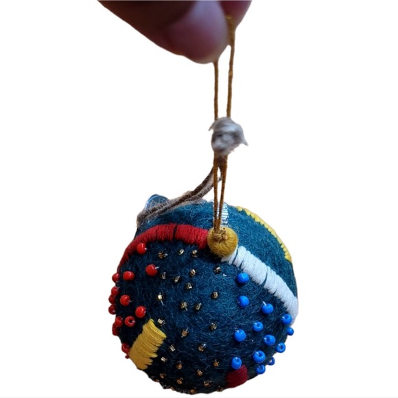 WEST ELM Beaded Felt Ball Ornament - Picture 5 of 6